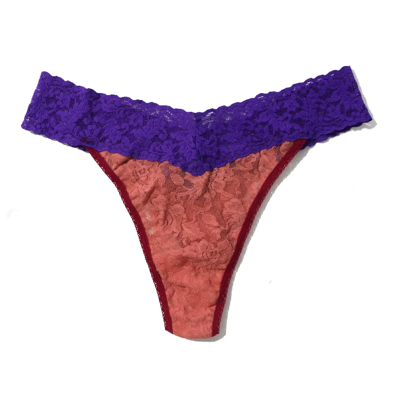 Signature Lace Original Rise Thong | Himalayan Pink/Electric Purple/Dark Pomegranate Lace Dress Design