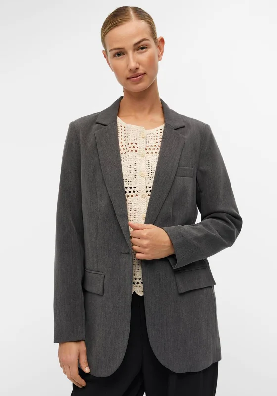 Object Sigrid Single Breasted Blazer, Grey Women's must-have jackets