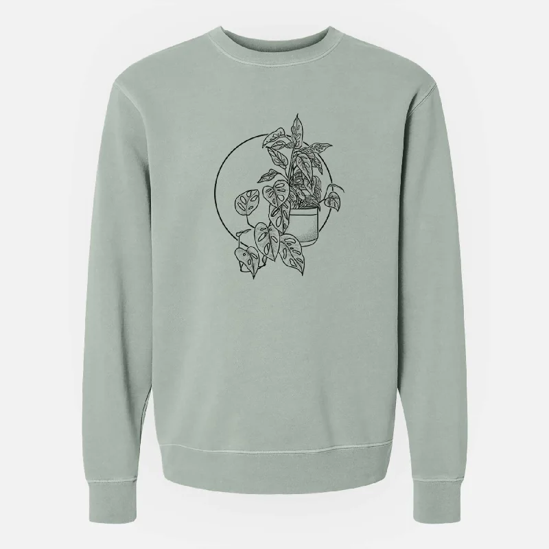 Monstera Adansonii - Unisex Pigment Dyed Crew Sweatshirt Hoodie Sweatshirt for Fall