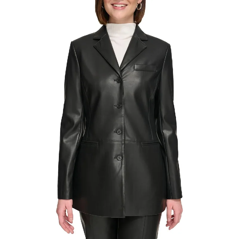 Womens Faux Leather Office Leather Jacket Women's wool jackets