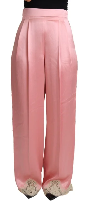 Silk Blend Satin Wide-leg Pants In Pink