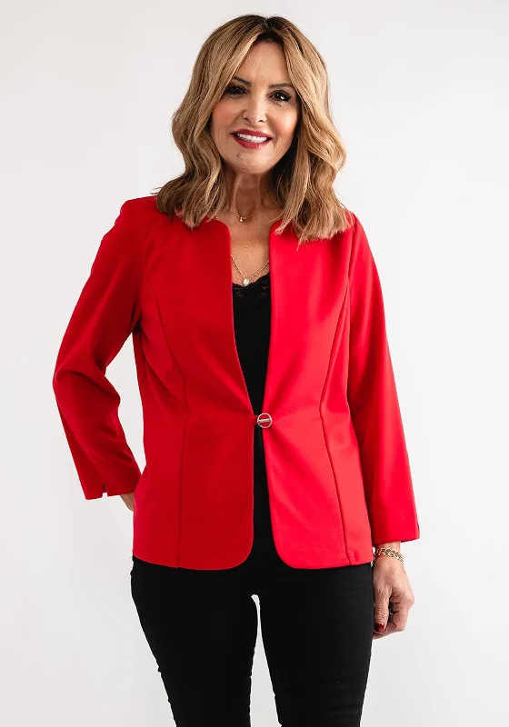 Leon Collection Single Buttoned Short Jacket, Red Women's softshell jackets