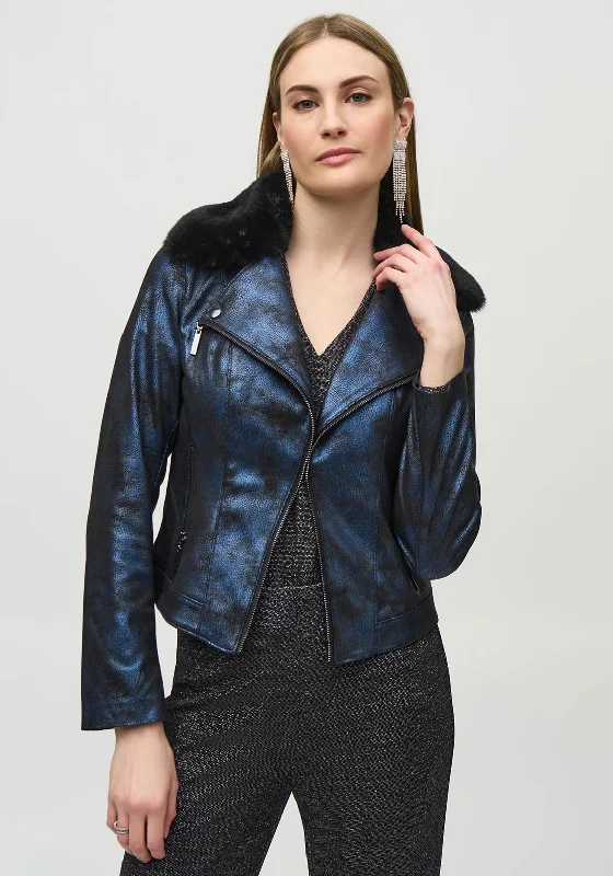 Joseph Ribkoff Shimmer Suede Jacket, Dark Blue Women's budget jackets