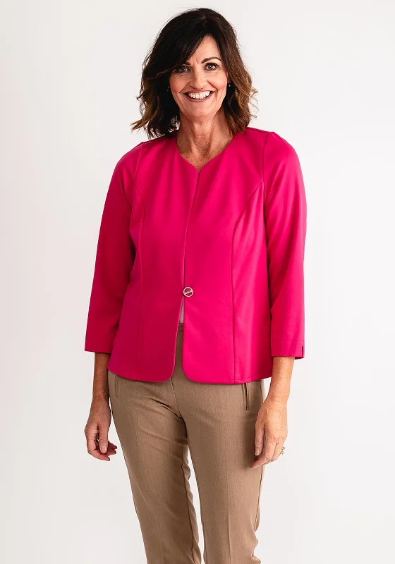 Leon Collection Single Buttoned Short Jacket, Cerise Women's fleece jackets