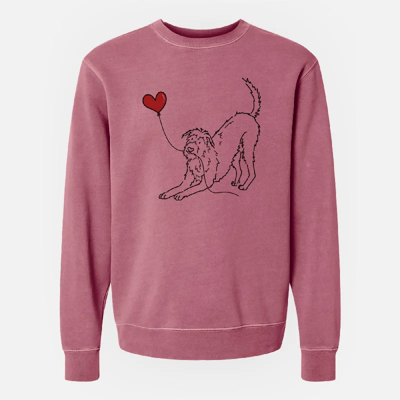 Irish Wolfhound Heart String - Unisex Pigment Dyed Crew Sweatshirt Colorblock Hoodie Sweatshirt