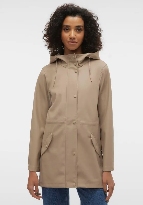 Vero Moda Lou Coated Short Jacket, Beige Women's waterproof jackets