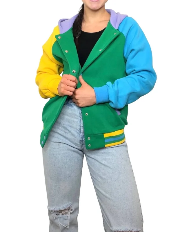 Teddy Jacket In Green Multi Women's affordable jackets