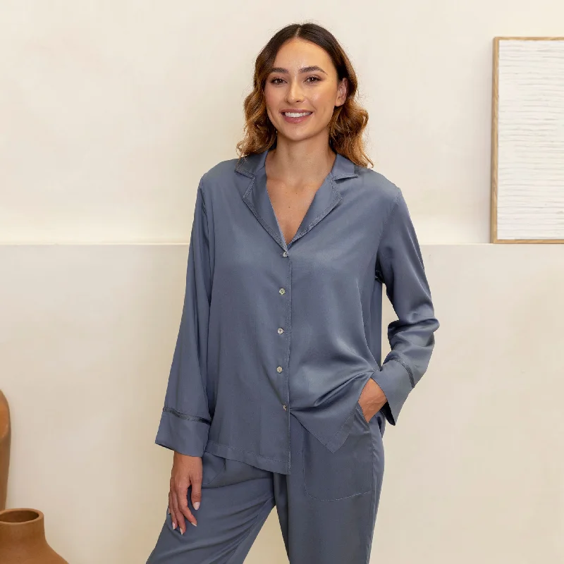 Maree Bamboo Long Sleeve Shirt - Denim Sleepwear pajama sets