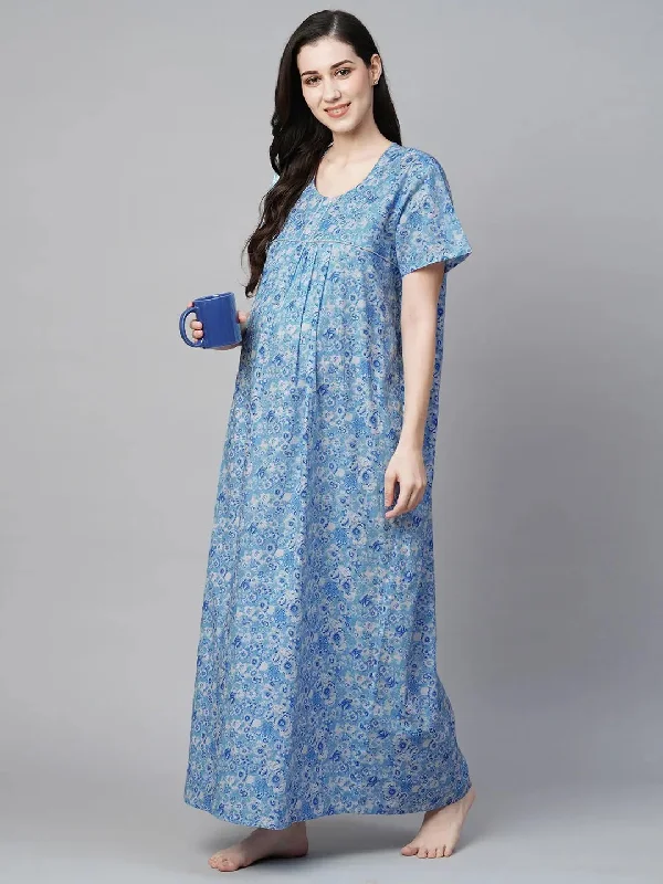 MomToBe Floral Printed Pure Cotton Maternity Maxi Sustainable Nightdress-2005mtbblflrfn-Free Nordstrom pajama sets