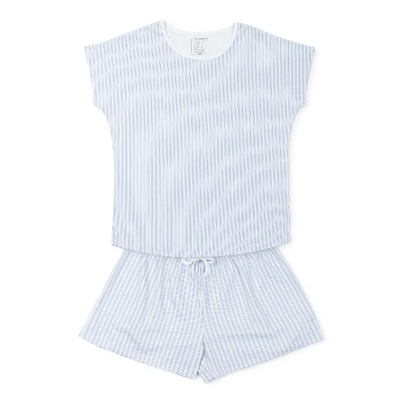 Riley Women's Pajama Short Set - Stripes in Blue Vintage pajama sets