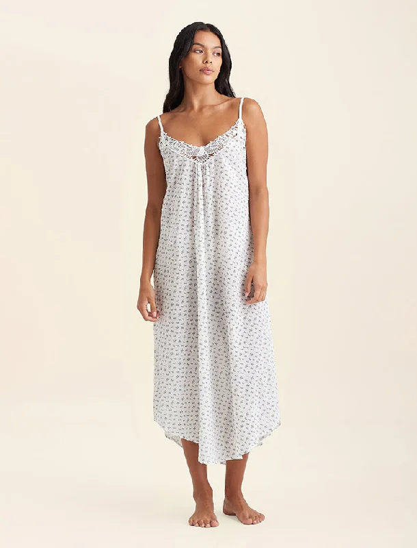 Swiss Dot Lace Front Maxi Nightie Pajama sets under $50