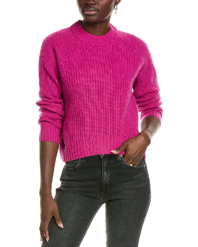 27 Miles Malibu womens  Mock Neck Wool & Cashmere-Blend Pullover, xs, Pink V-neck sweaters