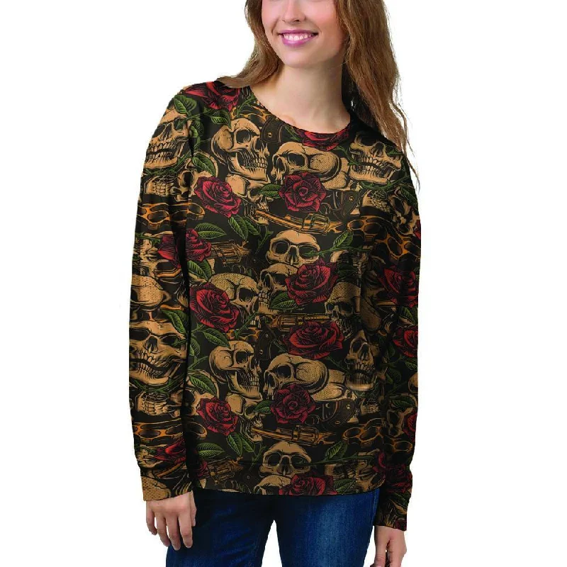 Gun Rose Skull Women's Sweatshirt Nike sweaters