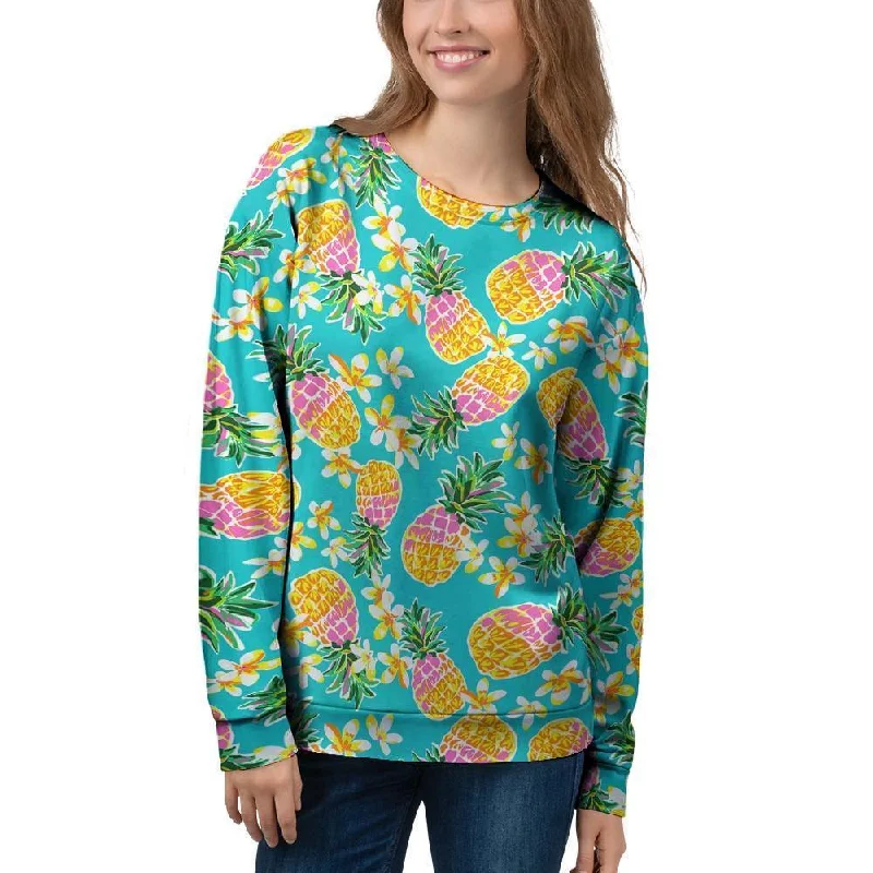 Hawaiian Pineapple Print Women's Sweatshirt Lightweight sweaters