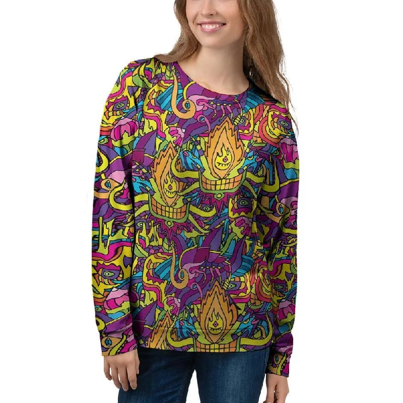 Hippie Flame Psychedelic Trippy Women's Sweatshirt Comfortable sweaters for all seasons