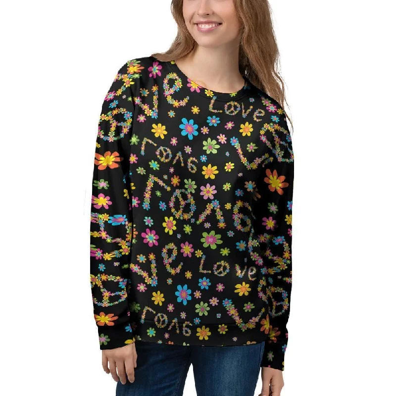 Hippie Love Floral Women's Sweatshirt Warmest sweaters for extreme cold