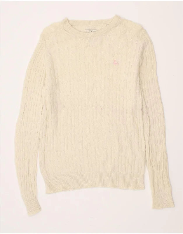 JACK WILLS Womens Boat Neck Jumper Sweater UK 14 Medium Off White Office sweaters