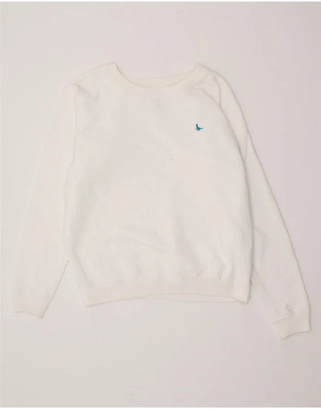 JACK WILLS Womens Sweatshirt Jumper UK 10 Small White Cotton Mohair sweaters