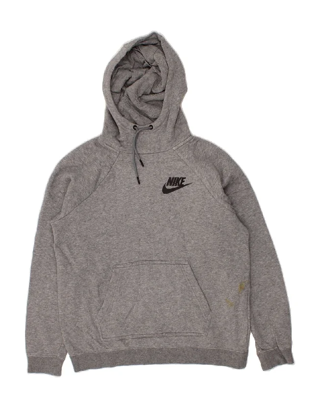 NIKE Womens Graphic Hoodie Jumper UK 14 Medium Grey Cotton North Face sweaters