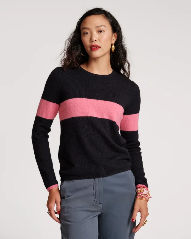 Spencer Crewneck Sweater Navy Pink Spring sweaters