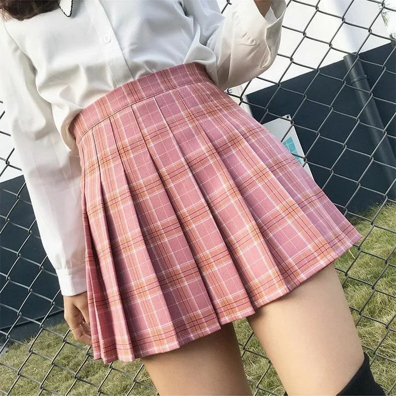 Summer Women Skirt Stitching Student Pleated Skirts Sexy unclassified skirts