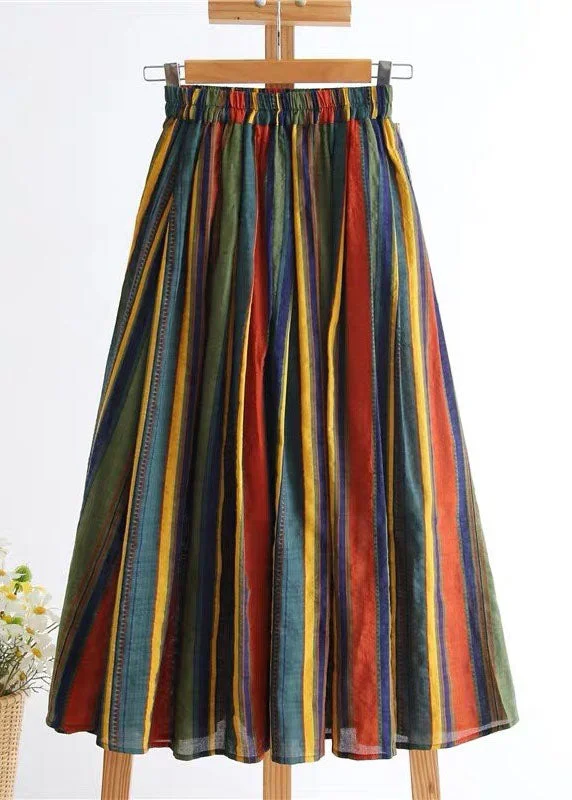 Unique Rainbow elastic waist Striped Skirt Spring Travel unclassified skirts