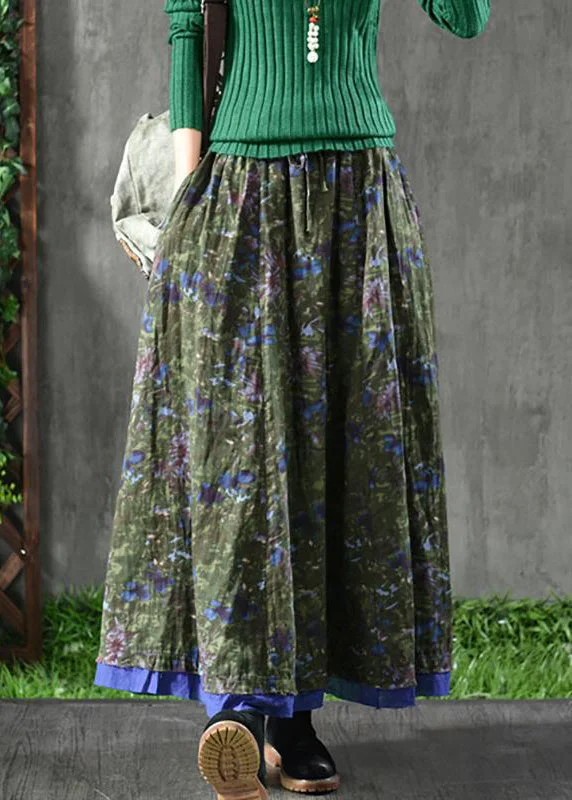 Women Spring Double Layers Floral Printing Skirt Bright color unclassified skirts