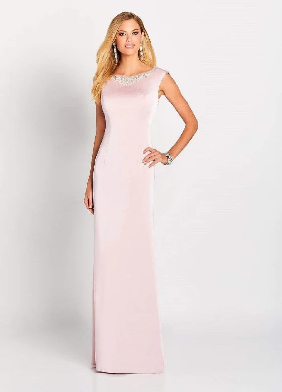 Cameron Blake - 119647  Beaded Bateau Neck Stretch Crepe Gown - 1 Pc. Petal in size 12 Available Ruffled party dresses