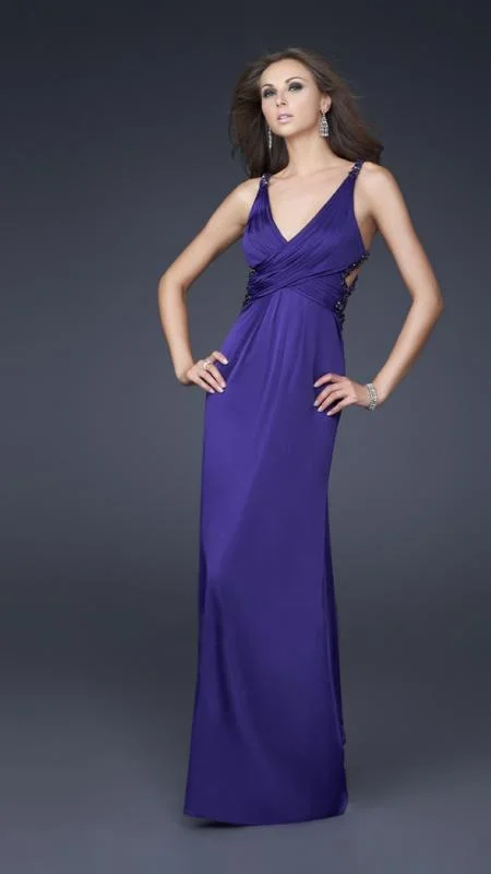 La Femme 16152SC Deep V-neckline with Strappy Back Evening Dress Designer party dresses