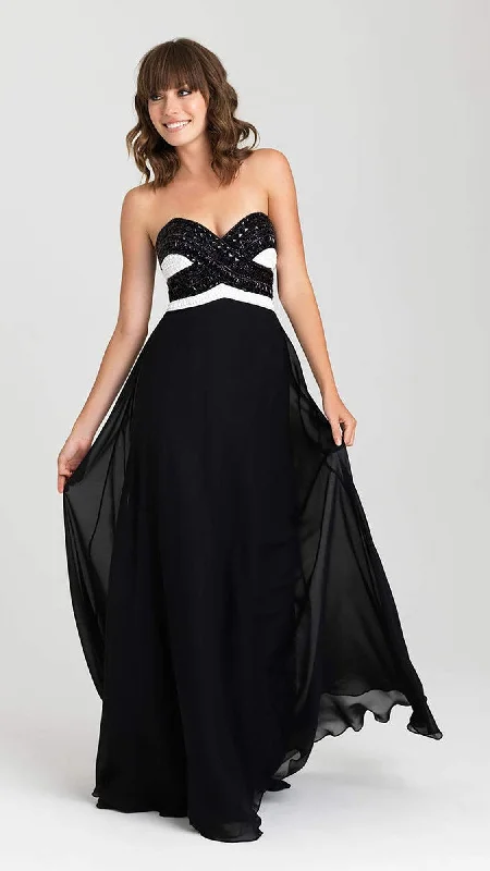 Madison James - Strapless Sweetheart A-Line Evening Dress 16-427 - 1 pc Black/White In Size 6 Available Fall party dresses