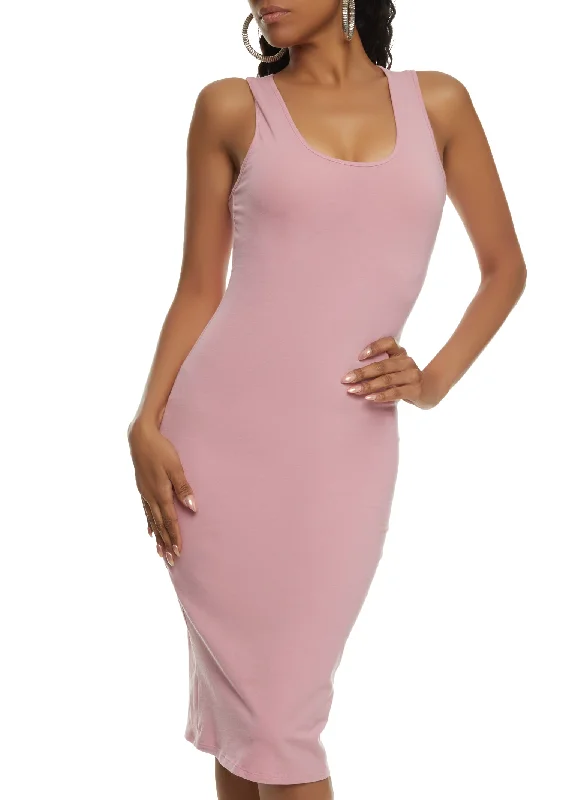 Bodycon Tank Midi Dress Satin midi dresses