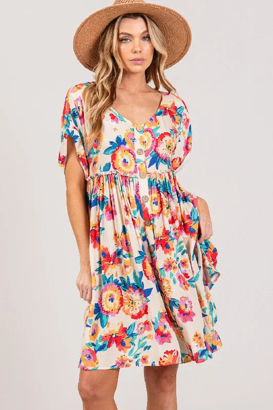 Blue Zone Planet |  SAGE + FIG Full Size Floral Button-Down Short Sleeve Dress Plus size floral dresses