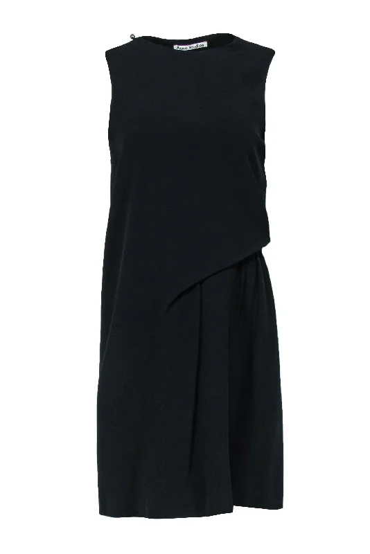 Acne Studios - Black Gathered Side Dress w/ Back Cutout Sz 4 Short unclassified dresses