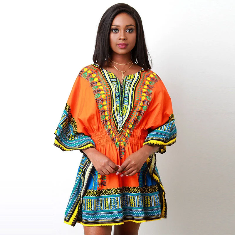 African Print Orange Dashiki Women Dress #Printed #Dashiki #African Off-shoulder unclassified dresses