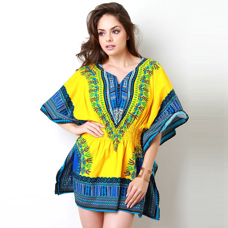 African Print Yellow Dashiki Women Dress #Printed #Dashiki #African Tiered unclassified dresses