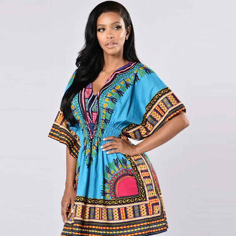 African Printed Blue Dashiki Women Dress #Printed #Dashiki #African Wrap unclassified dresses