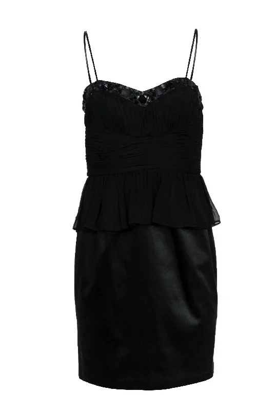 Aidan Mattox - Black Strapless Pleated Sheath Dress w/ Jeweled Neckline Sz 8 Knitted unclassified dresses