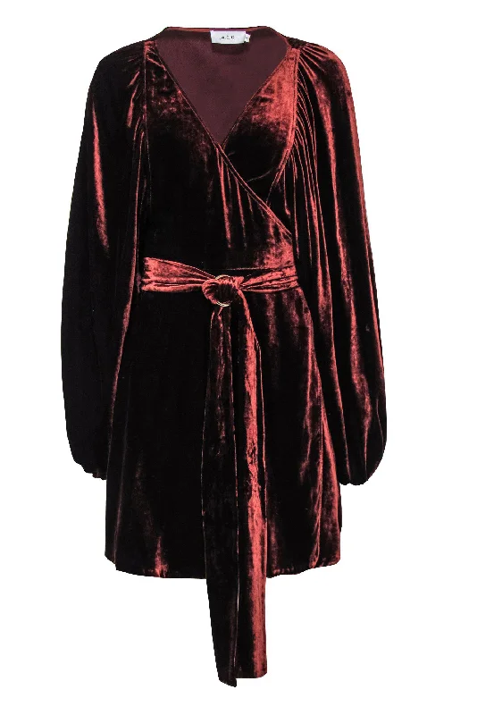 A.L.C. - Cognac Velvet Dolman Sleeve "Carlo" Wrap Dress Sz 4 Long sleeve unclassified dresses