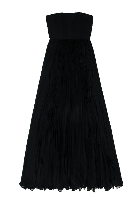 Alice & Olivia - Black Pleated Strapless Gown Sz 0 Pastel unclassified dresses