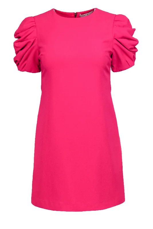 Alice & Olivia - Hot Pink Puff Sleeve Shift Dress Sz 0 Winter unclassified dresses