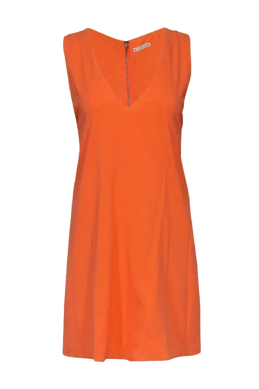 Alice & Olivia - Orange Sleeveless Shift Dress w/ Back Cutout Sz M Vacation unclassified dresses