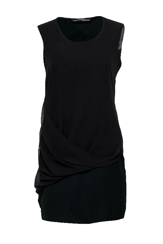 All Saints - Black Modern Sleeveless Shift Dress w/ Draping Sz 6 Graduation unclassified dresses