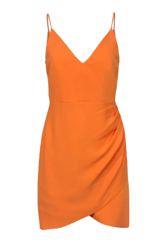 Amanda Uprichard - Sherbet Orange Sleeveless Ruched Sheath Dress Sz S Gothic unclassified dresses