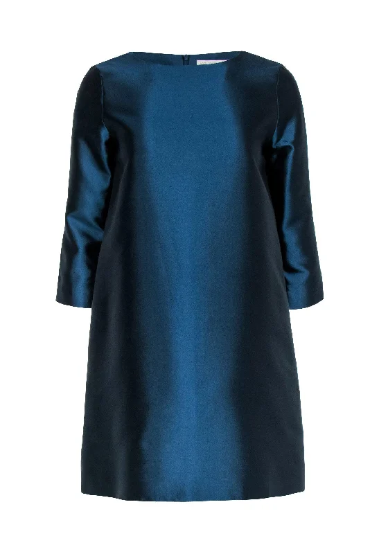 Ann Mashburn - Dark Teal Quarter Sleeve Shift Dress Sz S Lounge unclassified dresses