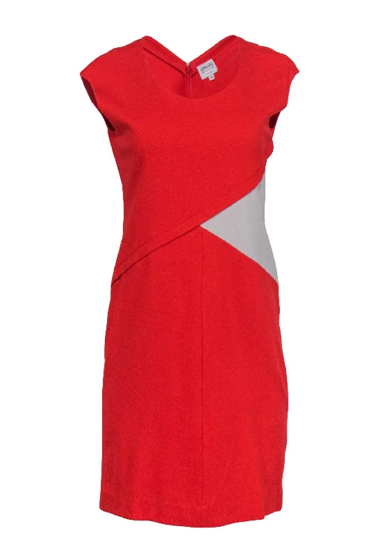 Armani Collezioni - Orange Sleeveless Sheath Dress w/ Cream Paneling Sz 10 Holiday unclassified dresses