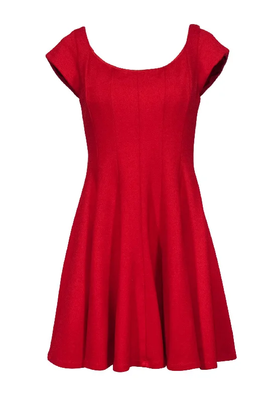 Bailey 44 - Red Cap Sleeve Fit & Flare Scoop Neck Dress Sz L Long unclassified dresses