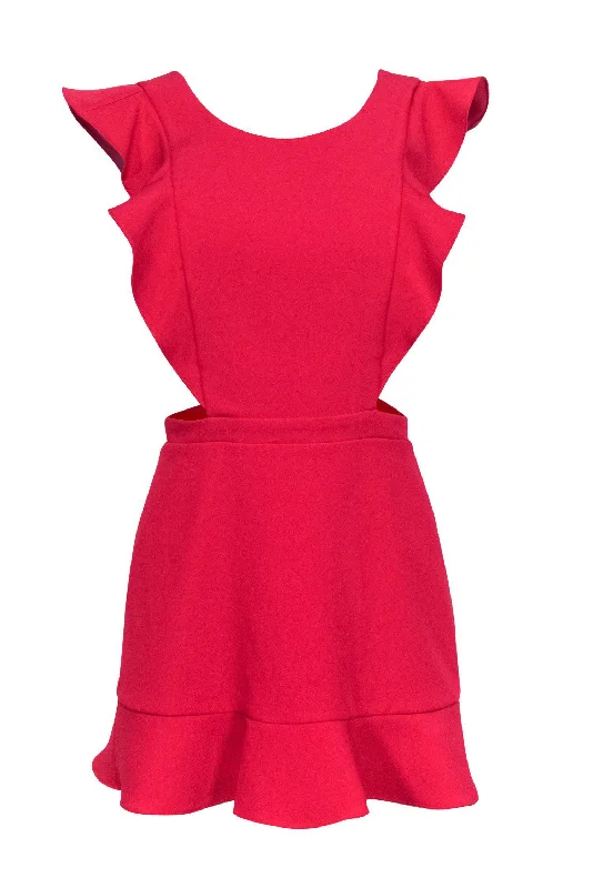 BCBG Max Azria - Hot Pink Ruffle Dress w/ Open Back Sz 4 Dark color unclassified dresses