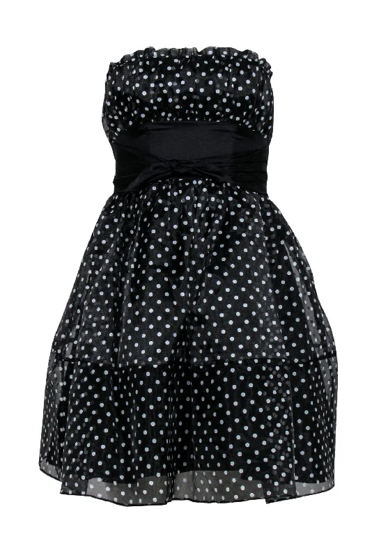 Betsey Johnson - Black & White Polka Dot Strapless Fit & Flare Dress Sz 4 Vintage unclassified dresses