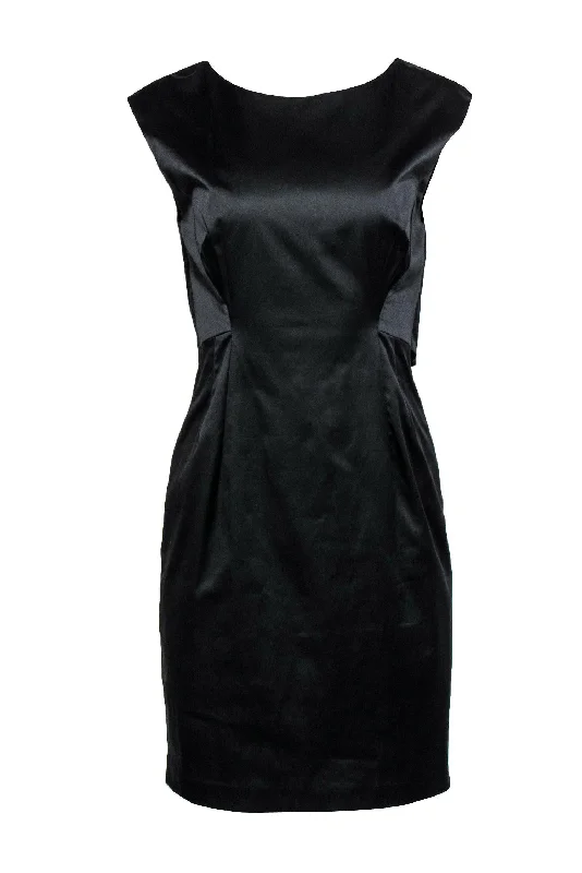 Black Halo - Black Scoop Back Pleated Sheath Dress Sz 8 Off-shoulder unclassified dresses