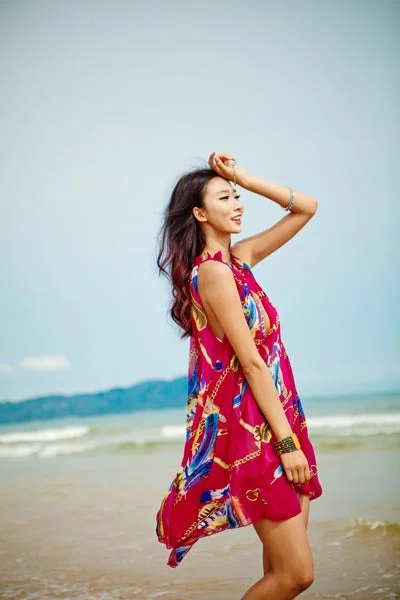 Bohemian chiffon beach dress Smocked unclassified dresses